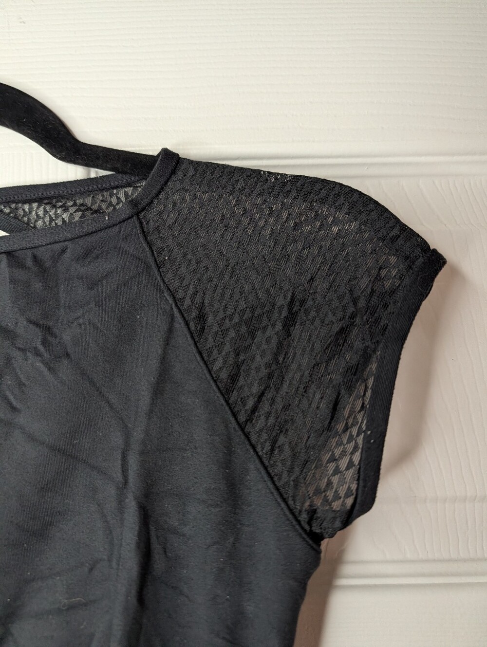 capezio black lace cap sleeve dance leotard bodysuit open back size medium - Picture 2 of 5